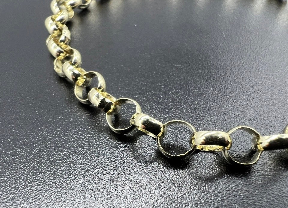 9ct Gold Chunky 5mm Wide Plain & Round Links 7” Belcher Bracelet - UK Hallmark