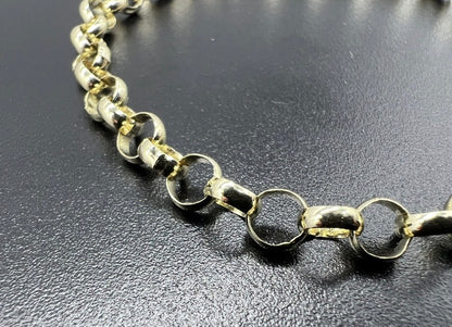 9ct Gold Chunky 5mm Wide Plain & Round Links 7” Belcher Bracelet - UK Hallmark