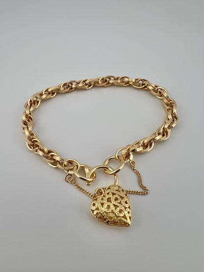 9ct Yellow Gold Price Of Wales Padlock Bracelet - 7.5 INCH - Fully Hallmarked