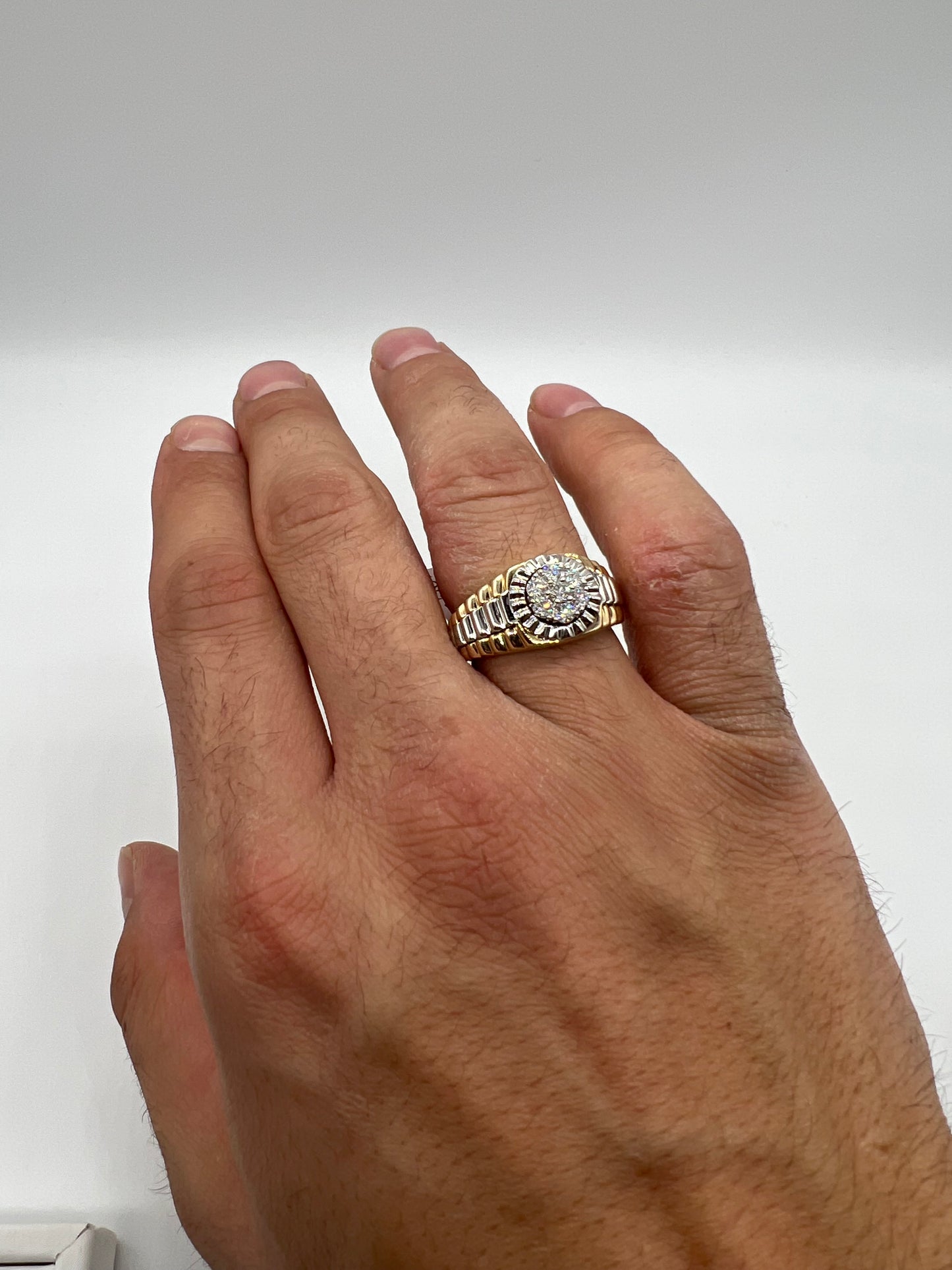 9ct Men’s Yellow & White Gold 0.50ct Diamond Ring - UK Size X - Fully Hallmarked