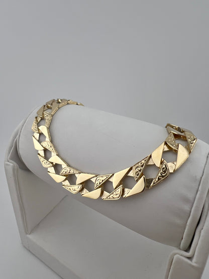 9ct Solid Gold Men's Bracelet 8.5 INCH - 10mm Flat Curb FULL UK HALLMARK & BOXED
