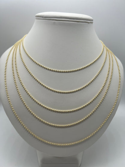 Solid 9ct Gold Ball/Bead Chain - 2MM Wide - 16" 18" 20" 22" 24" - Full Hallmark