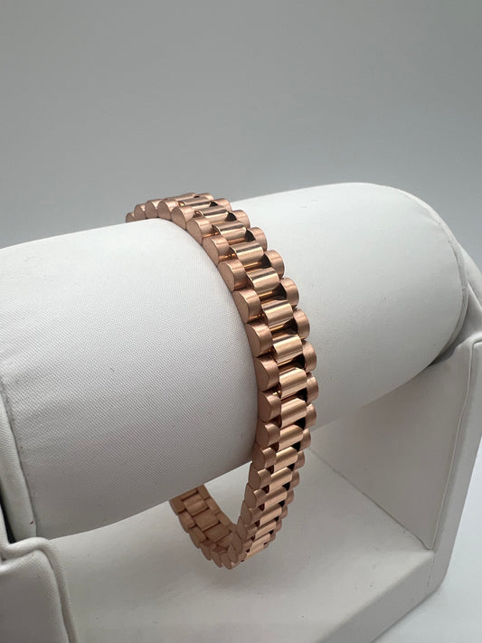 Solid 9ct Rose Gold 10mm Bracelet - 7 Inch  - 10mm Wide - Fully Hallmarked