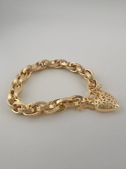 9ct Yellow Gold Price Of Wales Padlock Bracelet - New Large Chunky Gold Bracelet