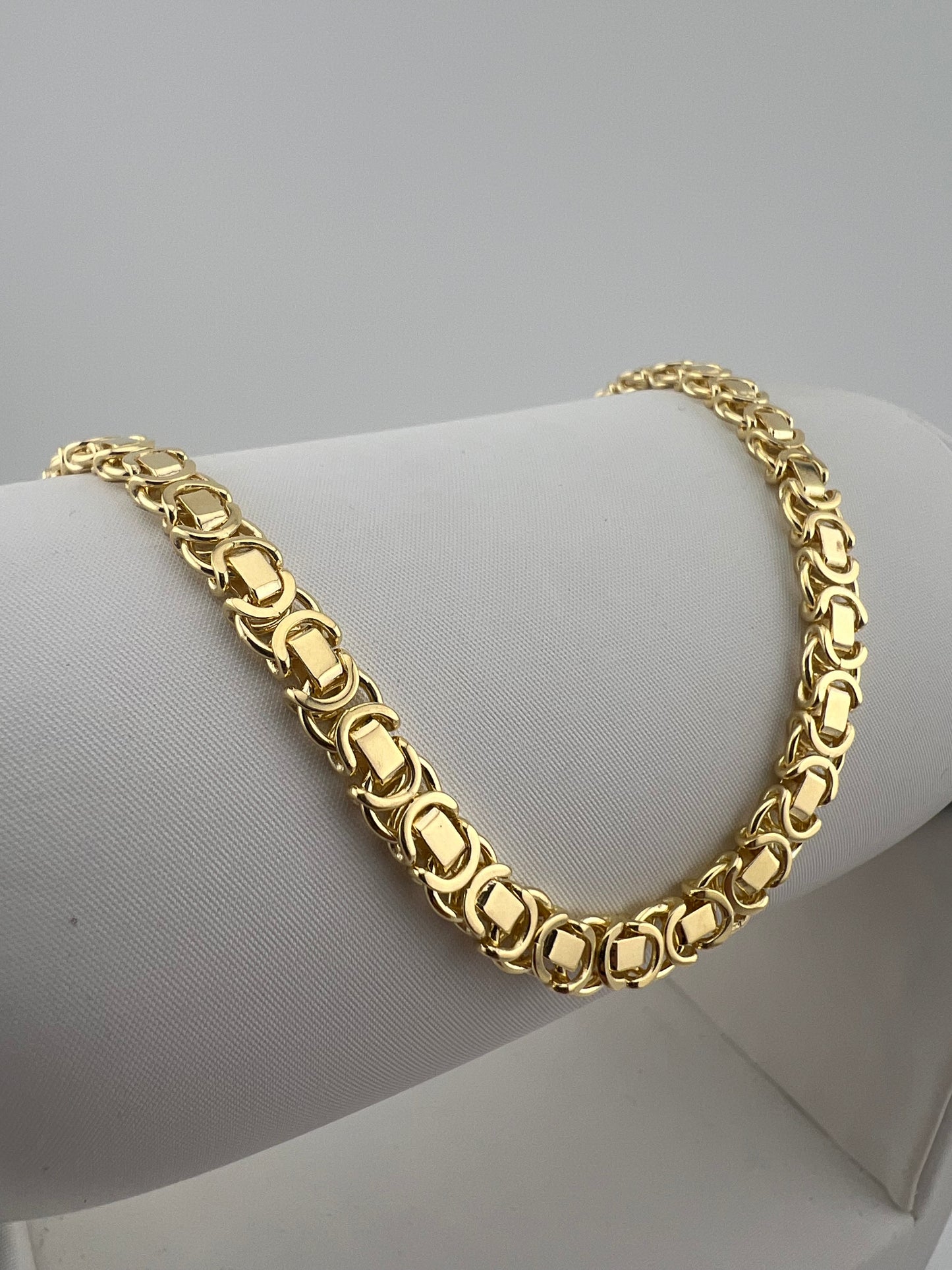 Solid 9ct Yellow Gold 7.5 INCH  - 5mm Byzantine Bracelet - Fully Hallmarked