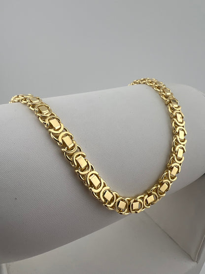 Solid 9ct Yellow Gold 7.5 INCH  - 5mm Byzantine Bracelet - Fully Hallmarked