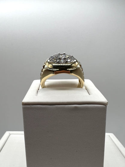 Large 9ct Yellow & White Men’s Cz Rolex Sides Ring