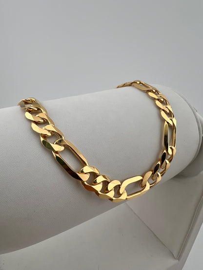 9ct Solid Yellow Gold 7mm Fiagro Chain / Necklace - 18” - 30” - FULL UK HALLMARK & BOXED