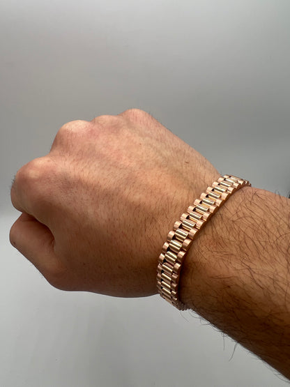 Solid 9ct Rose Gold 10mm Bracelet - 7 Inch  - 10mm Wide - Fully Hallmarked