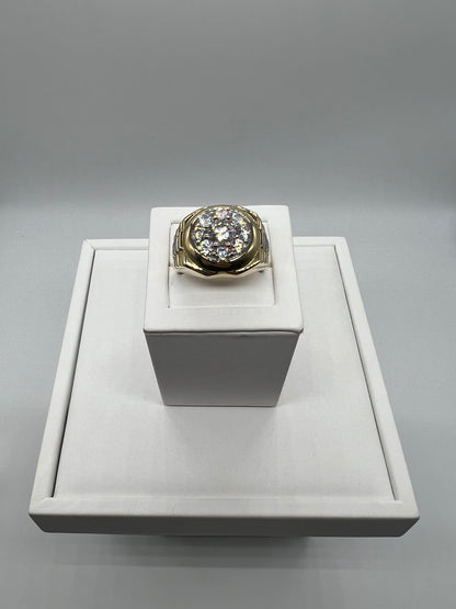 Large 9ct Yellow & White Men’s Cz Rolex Sides Ring