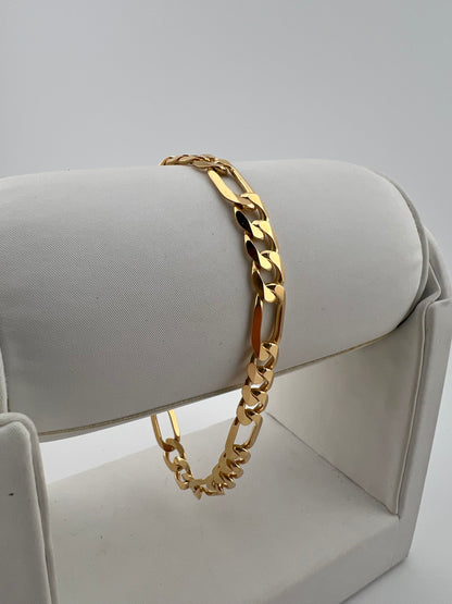 9ct Solid Gold Men’s Bracelet 8.5 INCH 7mm Fiagro - FULL UK HALLMARK & BOXED