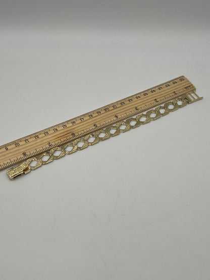 Solid 9ct Yellow Gold Chaps Bracelet - 13mm Wide - 8.5 Inch - Fully Hallmarked