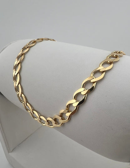9ct Solid Gold Bracelet 8.5 INCH - 6mm Flat Curb - UK HALLMARK & BOX