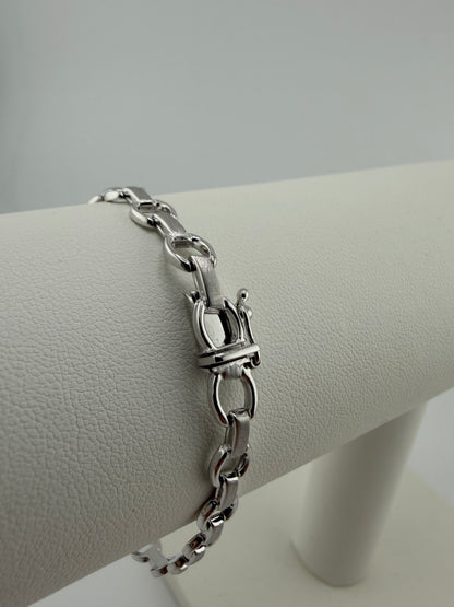 9ct White Gold  Ladies Bracelet - 6mm Wide - 7.5 Inch - Full Hallmark & Box