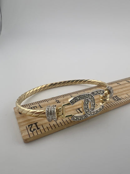 Kids Solid 9ct Yellow Gold CZ Bangle / Bracelet - Full UK Hallmark UK Sale