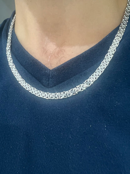 Solid 9ct White Gold Byzantine Chain - 6mm Wide - 24 Inch - Fully Hallmarked