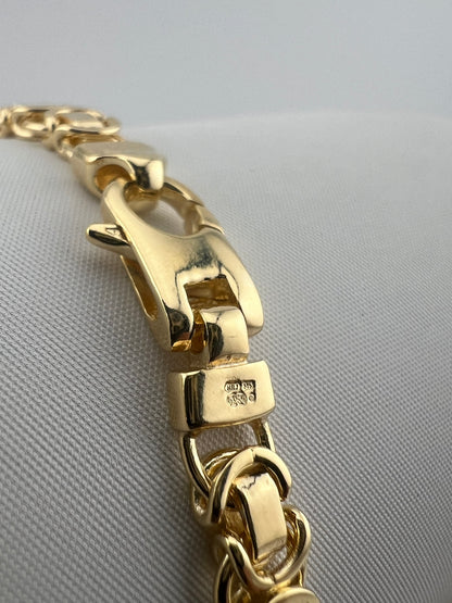 Solid 9ct Yellow Gold 7.5 INCH  - 5mm Byzantine Bracelet - Fully Hallmarked