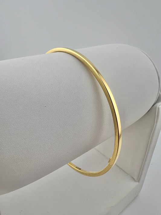 Women’s 9ct Yellow Gold Plain Bracelet - Ladies Gold 2mm Thin Plain Slave Bangle