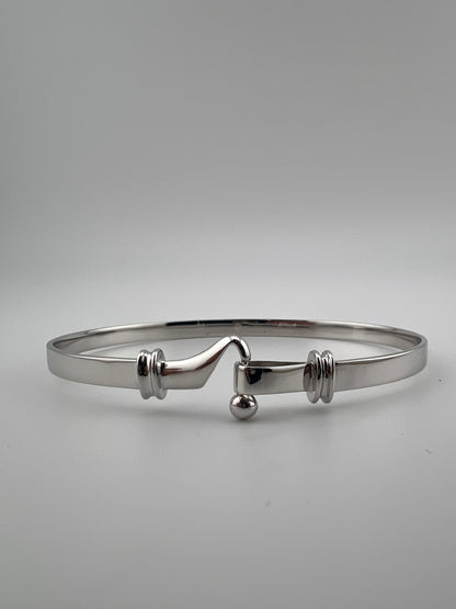 Solid 9ct White Gold Bracelet - 4.5mm Wide - Ladies White Gold Hook Bangle UK Hallmark