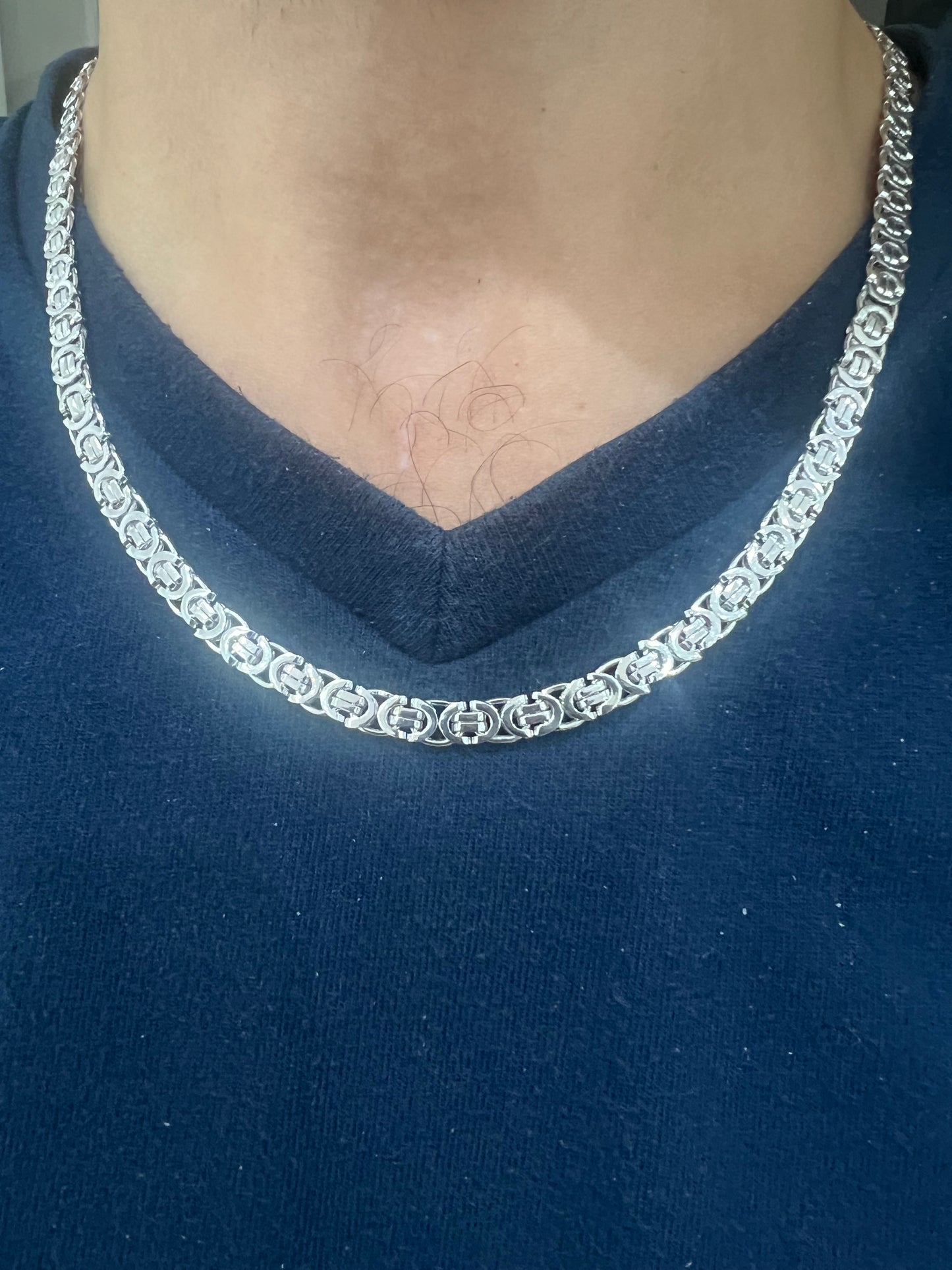 Solid 9ct White Gold Byzantine Chain - 6mm Wide - 24 Inch - Fully Hallmarked