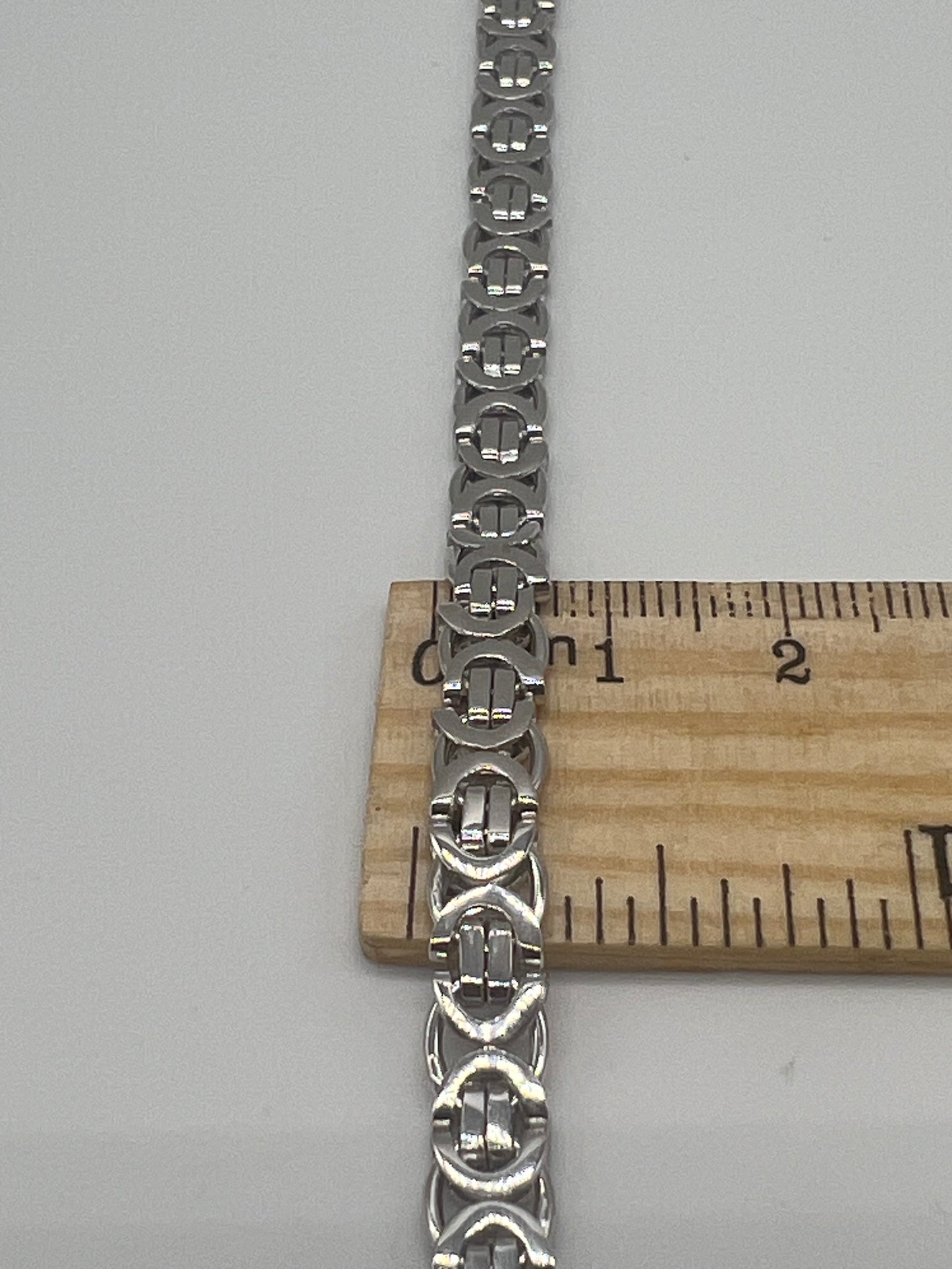 Men’s Solid 9ct White Gold - 6mm Wide - 8.5 Inch -  Men’s Byzantine Bracelet