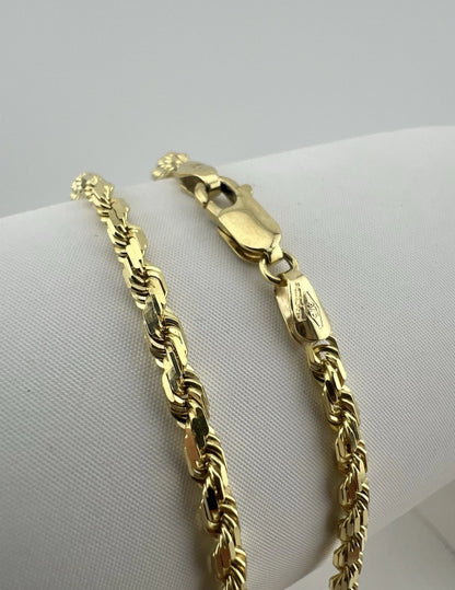 9ct Yellow Gold SOLID 3mm Rope Chain - 24 Inches - Fully Hallmarked & Boxed