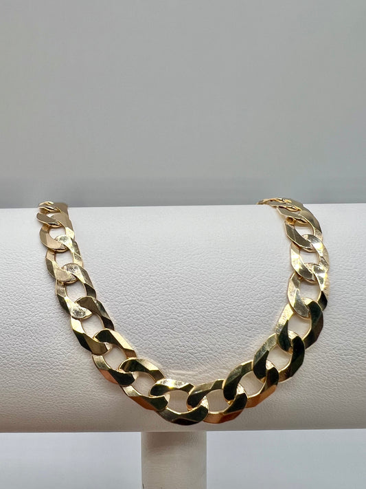 9ct Solid Gold 7mm Flat Curb Bracelet 7.5 - 8.5 Inches FULLY HALLMARKED & BOXED