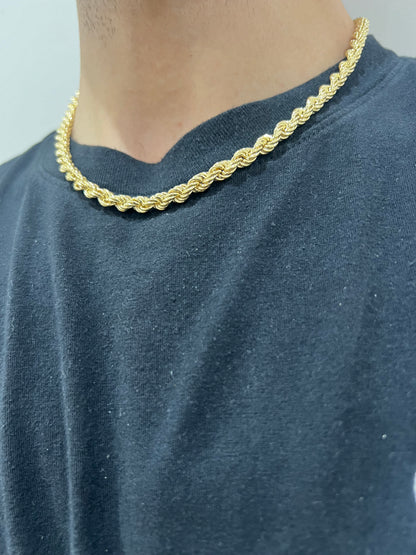 9ct Yellow Gold 6mm Rope Chains & Bracelets - 7.5, 8.5, 18, 20, 22, 24, 28, 30, 34 Inch - Full UK Hallmark