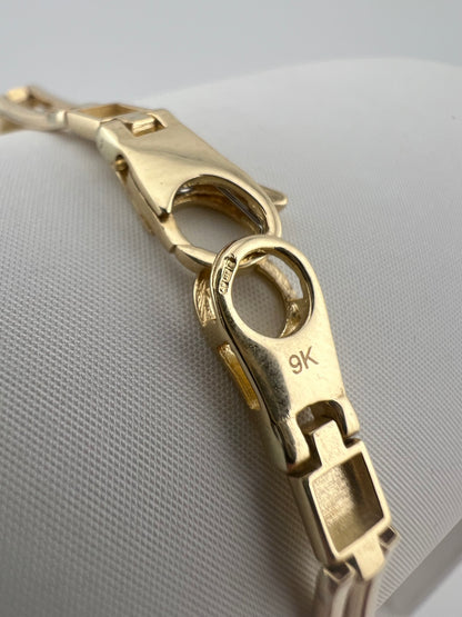 9ct Yellow Gold 5mm Wide Bracelet - 7 Inch Ladies Gold Bracelet - UK Hallmark