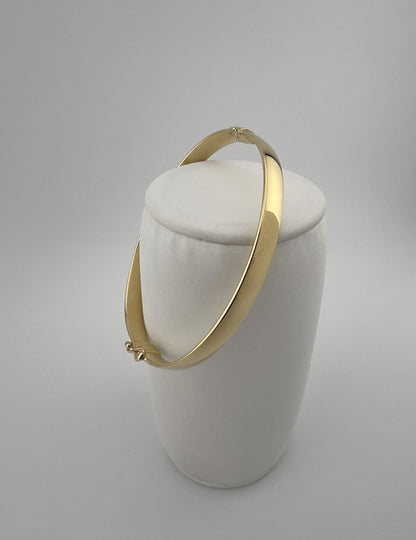 Women’s 9ct Yellow Gold Plain Bracelet - Ladies Gold 6mm Plain Hinged Bangle