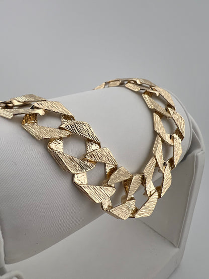 9ct Solid Gold Men's Bracelet 8.5 INCH - 14mm Flat Curb - FULL UK HALLMARK & BOXED