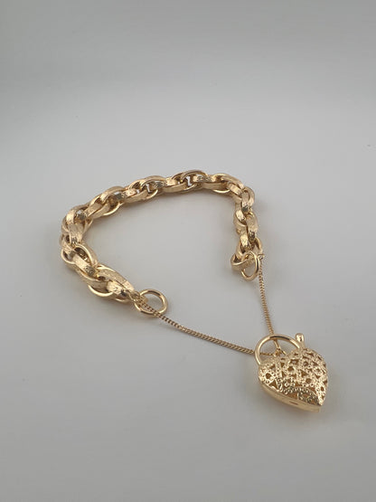 9ct Yellow Gold Price Of Wales Padlock Bracelet - New Large Chunky Gold Bracelet