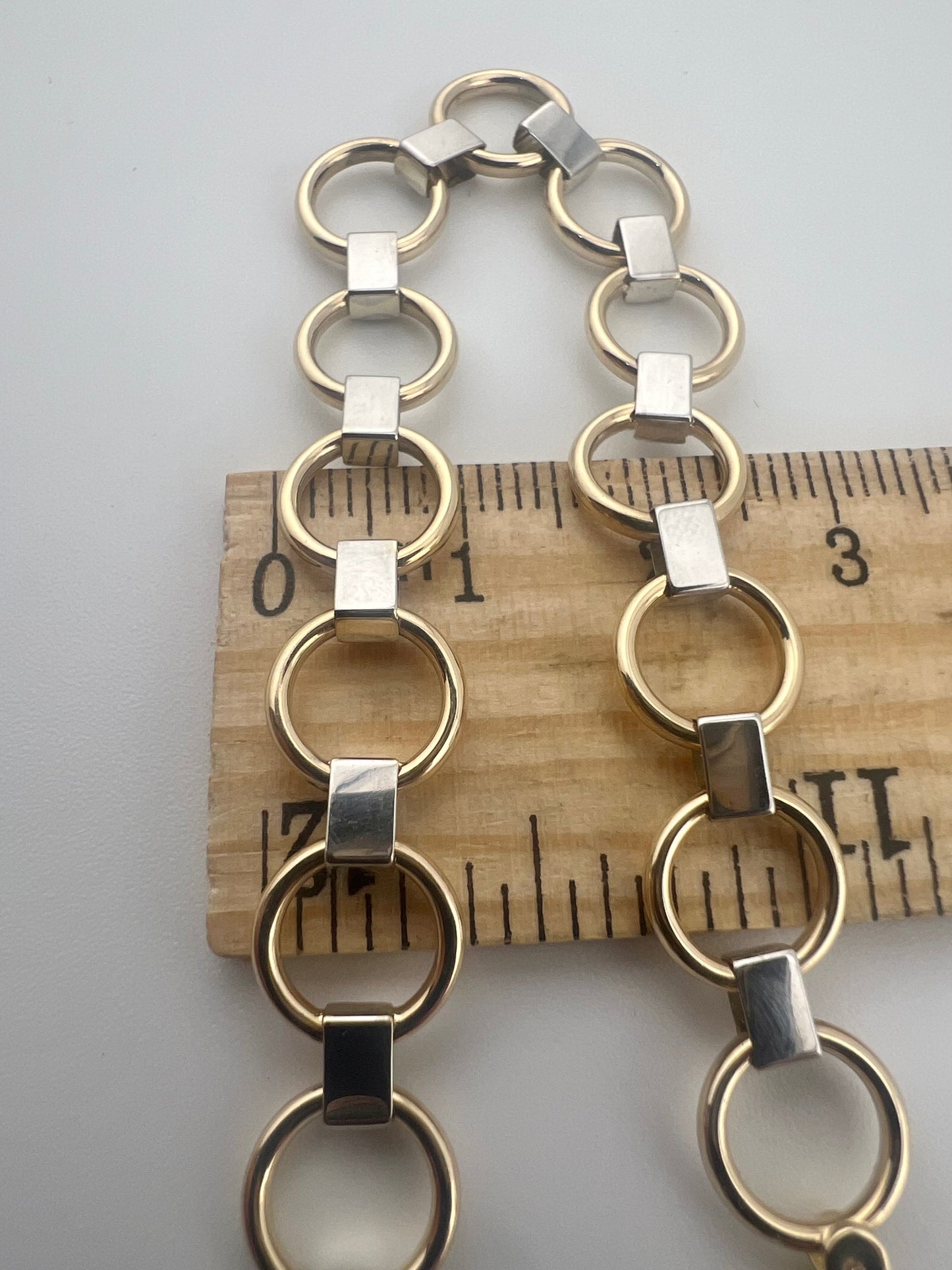 9ct Yellow & White Gold 10mm Wide Bracelet - 7.5 Inch Ladies Gold Bracelet UK