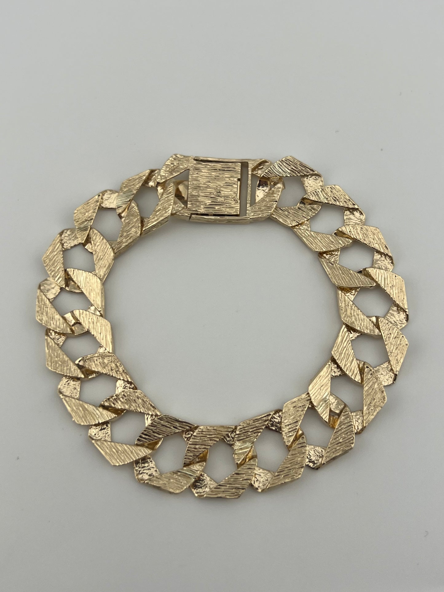 9ct Solid Gold Men's Bracelet 8.5 INCH - 14mm Flat Curb - FULL UK HALLMARK & BOXED