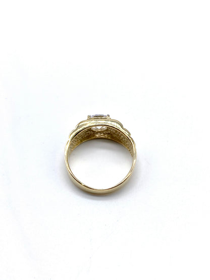 9ct Gold Mens Ring - Rolex Sides, Cz, Two Colour & Fully Hallmarked Sizes Q - X