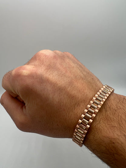 Solid 9ct Rose Gold 10mm Bracelet - 7 Inch  - 10mm Wide - Fully Hallmarked