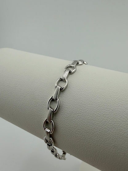 9ct White Gold  Ladies Bracelet - 6mm Wide - 7.5 Inch - Full Hallmark & Box