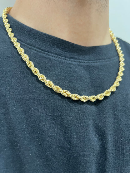 9ct Yellow Gold 6mm Rope Chains & Bracelets - 7.5, 8.5, 18, 20, 22, 24, 28, 30, 34 Inch - Full UK Hallmark