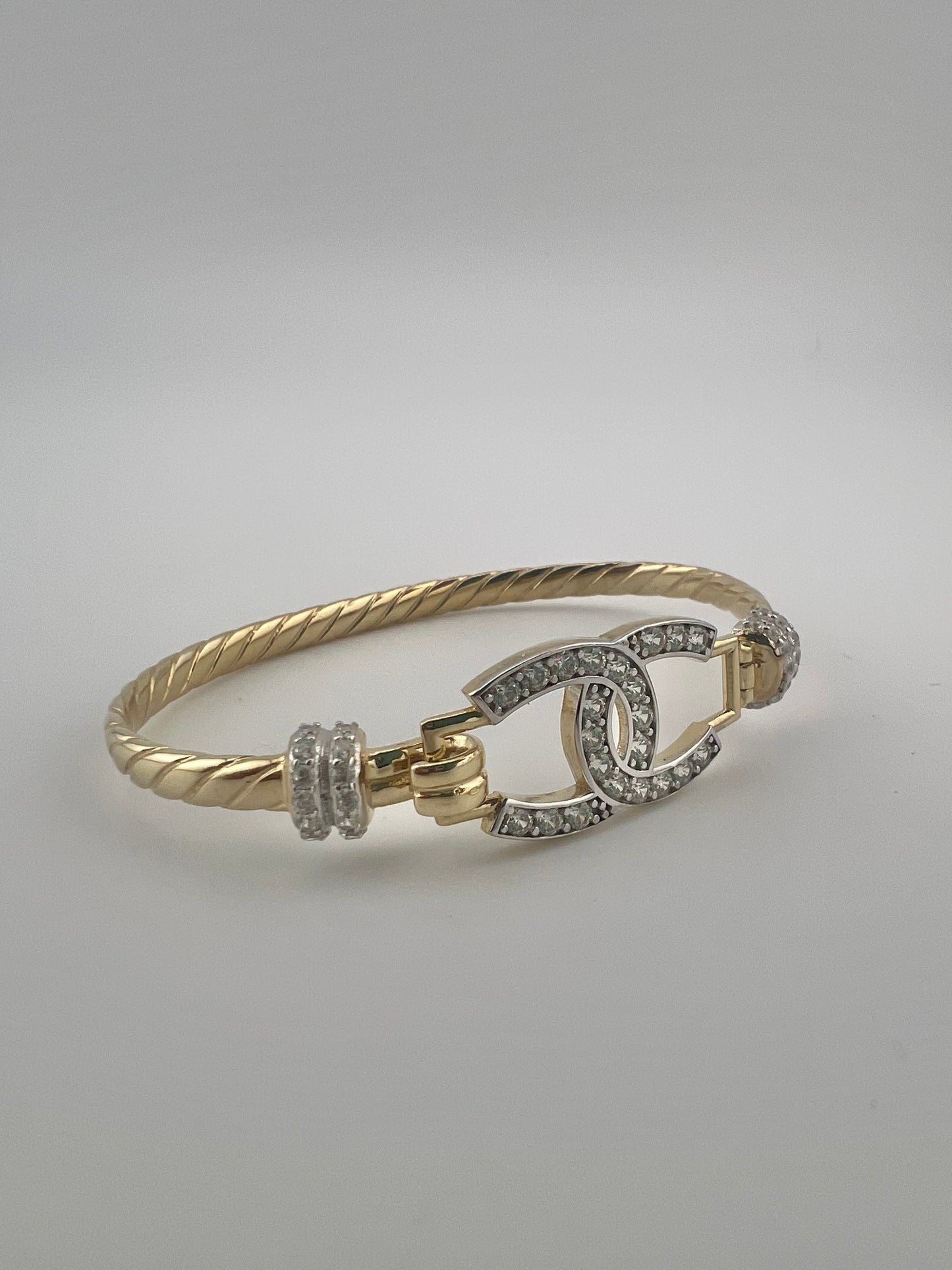 Kids Solid 9ct Yellow Gold CZ Bangle / Bracelet - Full UK Hallmark UK Sale