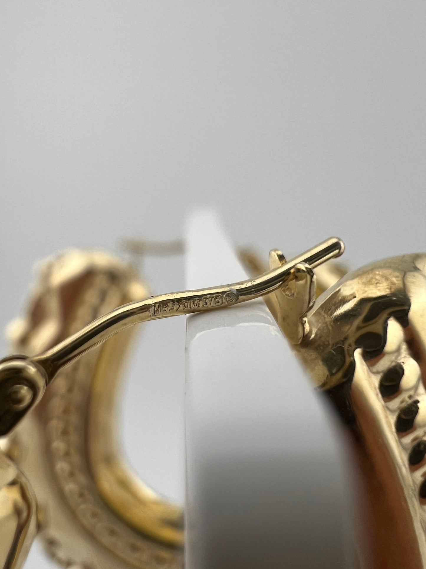 Massive 9ct Yellow Gold Women’s Victorian Creole Hoop Spike Earrings UK Hallmark