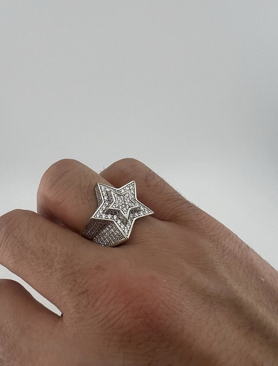 Genuine 9ct Gold  Men's Cz Star Ring UK Size T - Fully Hallmarked & Boxed