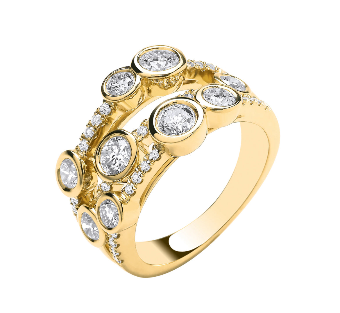 9ct Yellow Gold 1.70ct Lab Grown Diamond Bubble Ring IGI Certified