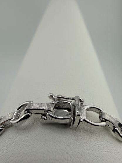9ct White Gold  Ladies Bracelet - 6mm Wide - 7.5 Inch - Full Hallmark & Box