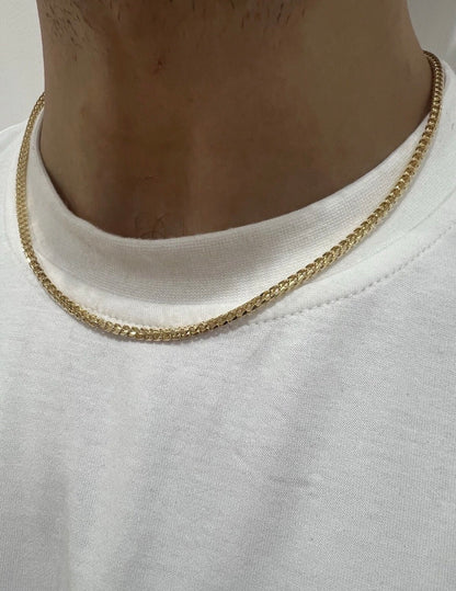 Solid 9ct Yellow  Gold 22 Inch Franco Chain - 3mm Franco - Full UK Hallmark