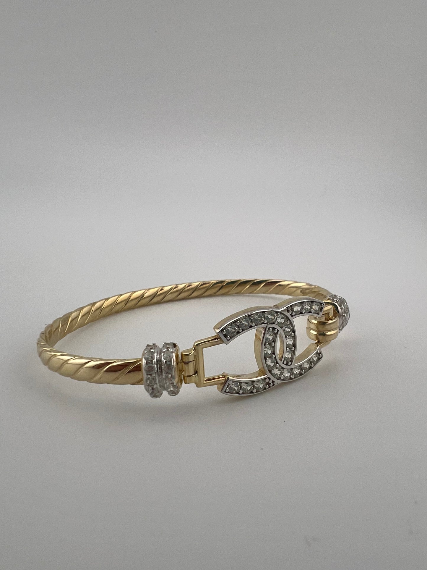 Kids Solid 9ct Yellow Gold CZ Bangle / Bracelet - Full UK Hallmark UK Sale