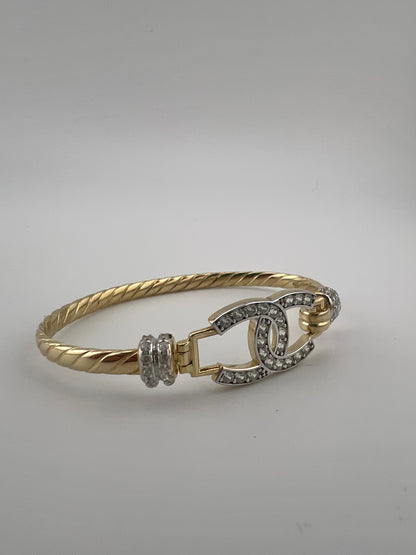 Kids Solid 9ct Yellow Gold CZ Bangle / Bracelet - Full UK Hallmark UK Sale
