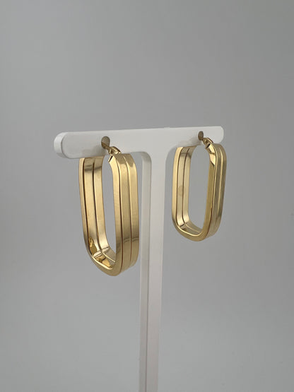 Ladies 9ct Gold Earrings New - Ladies 9ct Yellow Gold Drop Earrings - 28mm Drops