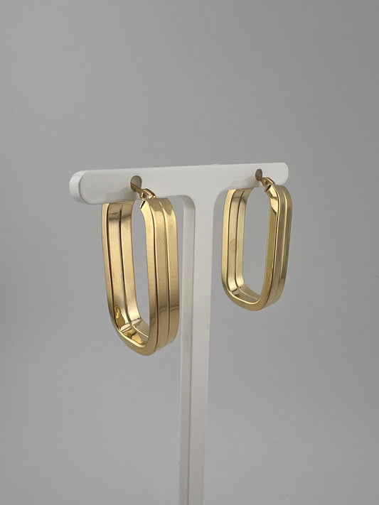 Ladies 9ct Gold Earrings New - Ladies 9ct Yellow Gold Drop Earrings - 28mm Drops