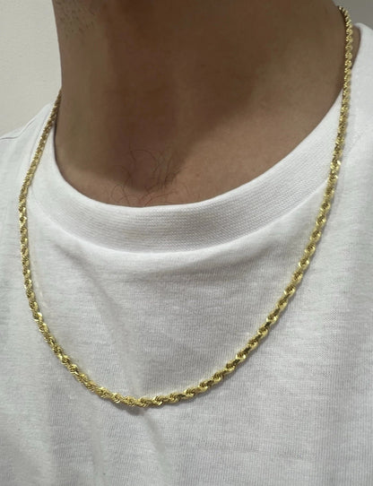 9ct Yellow Gold SOLID 3mm Rope Chain - 24 Inches - Fully Hallmarked & Boxed