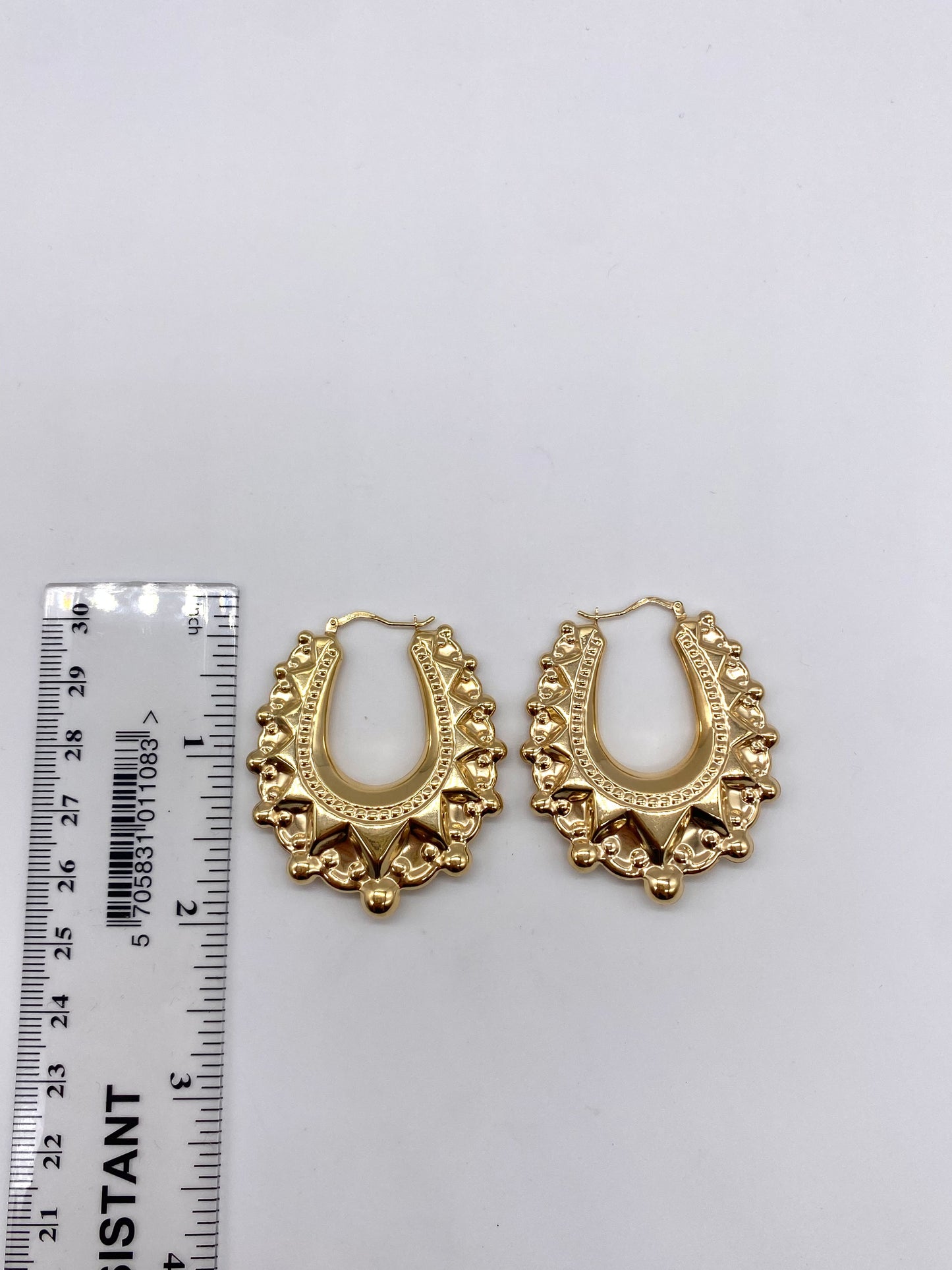 XL 9CT YELLOW GOLD HALLMARKED VICTORIAN 2INCH CHUNKY OVAL CREOLE HOOP EARRINGS
